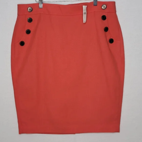 NWT Loft Elegant Coral Button-Accent Skirt SIZE 14. #854 - Picture 1 of 7